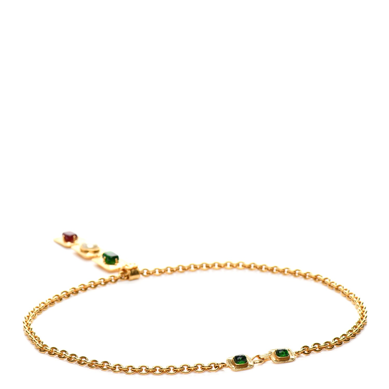Chanel Pearl Gripoix Poured Glass CC Pendant Necklace Gold Multicolor 2 of 4