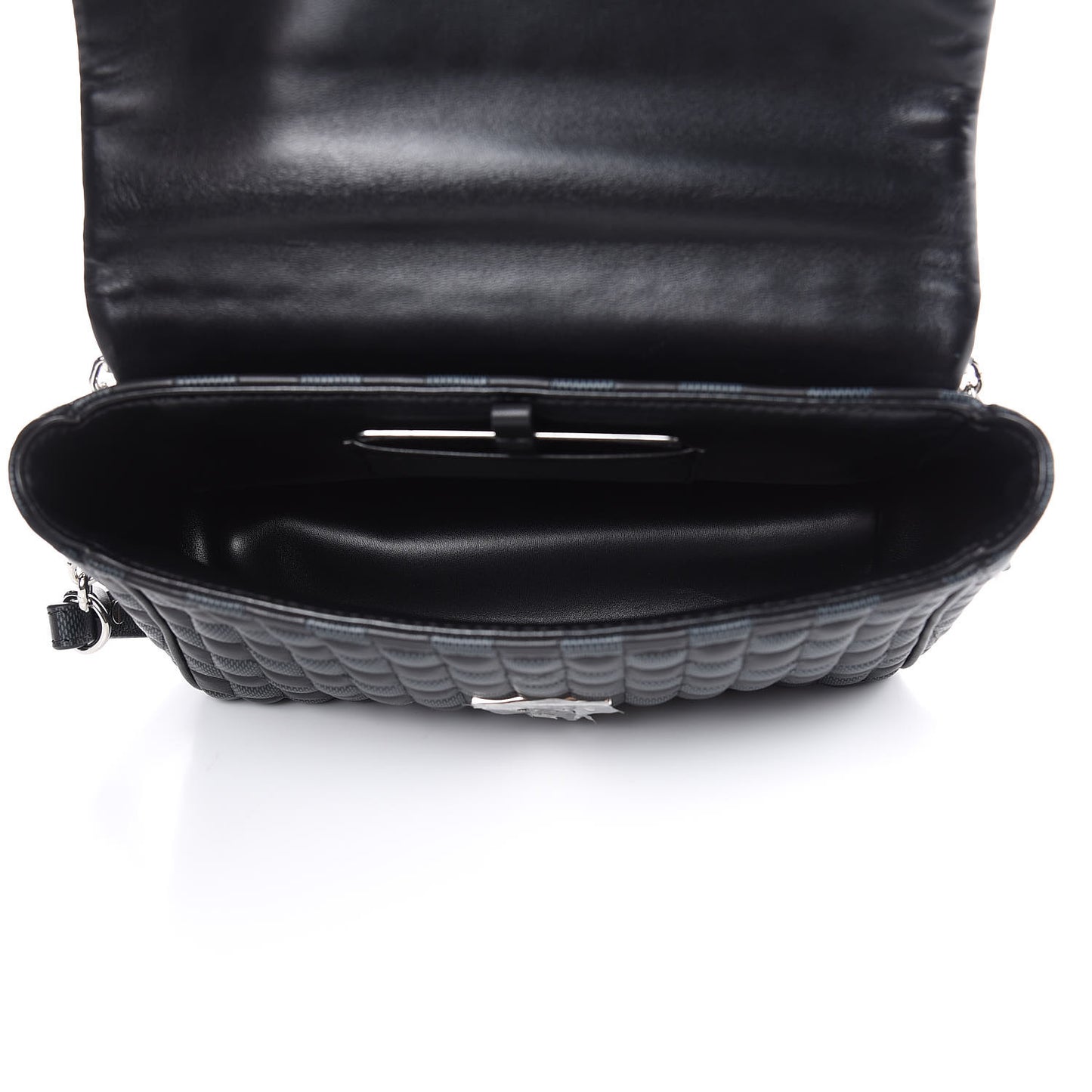 Calfskin Quilted Damier Twist MM Black Anthracite
