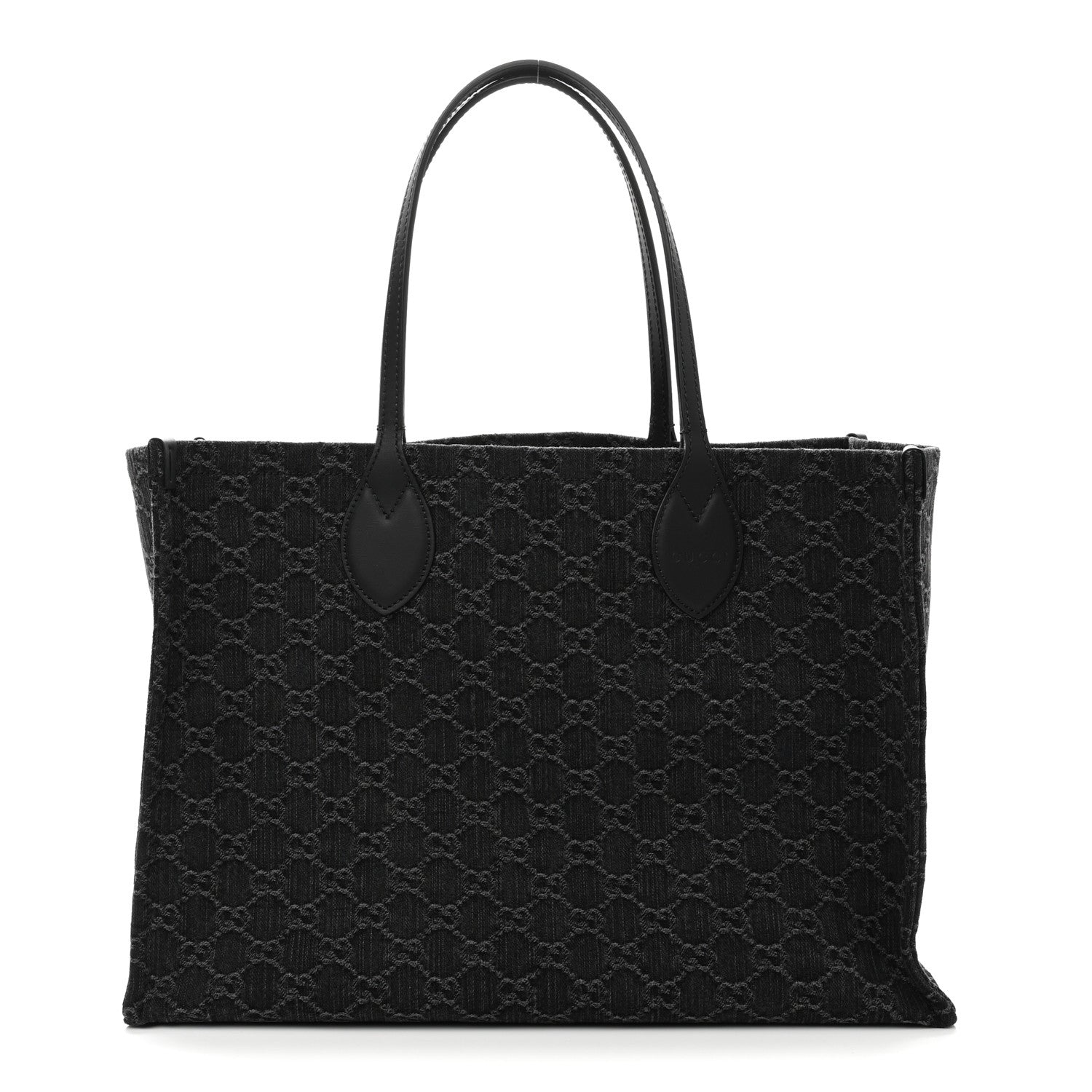 Gucci Denim Ophidia GG Monogram Large Tote Black Grey 1 of 11