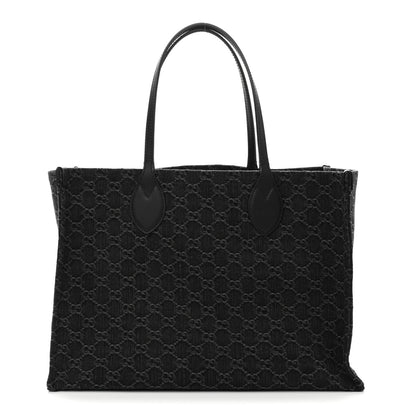 Gucci Denim Ophidia GG Monogram Large Tote Black Grey 1 of 11