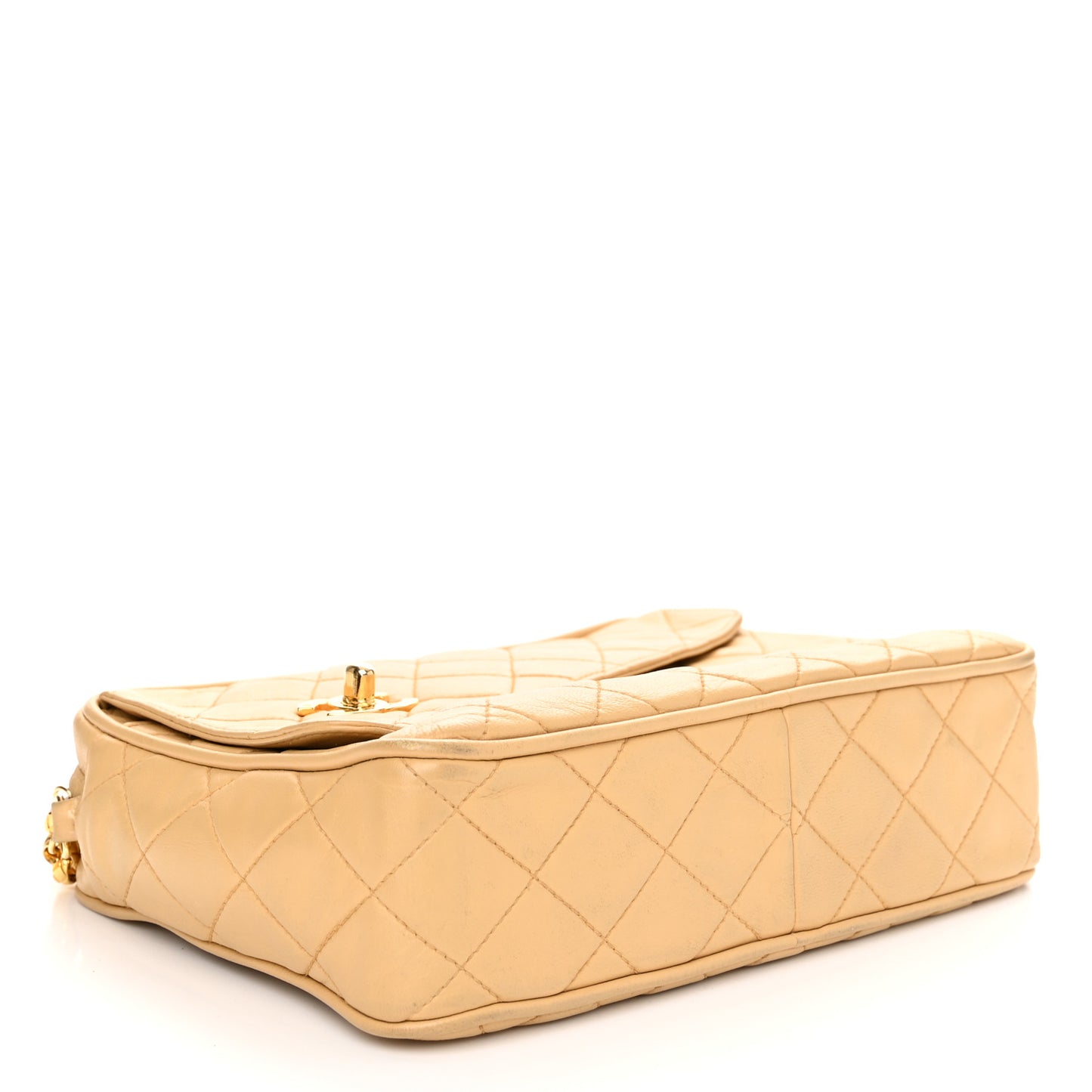 Lambskin Quilted Tassel Flap Camera Case Beige