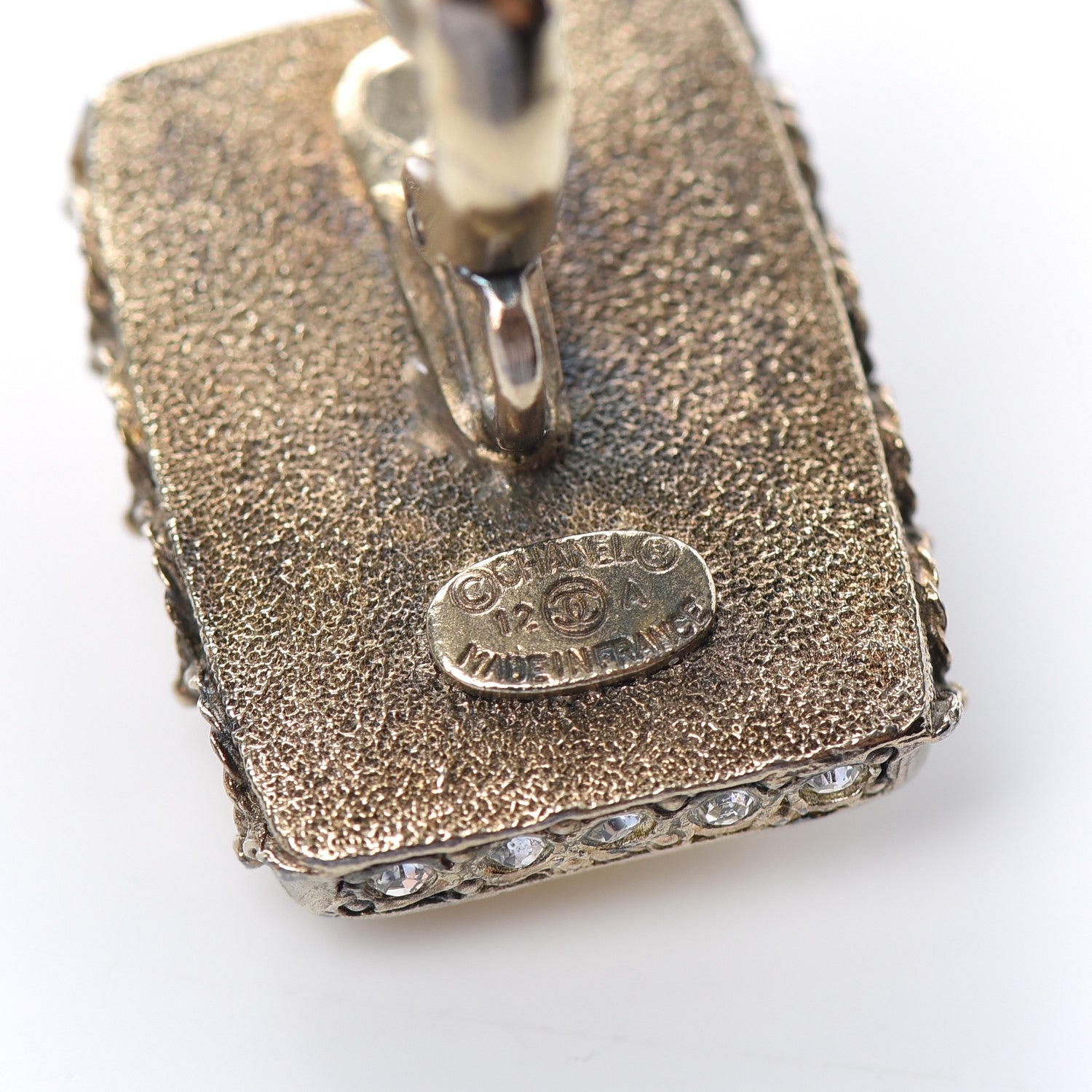 Chanel Gripoix Poured Glass Crystal CC Clip on Earrings Gold 4 of 4