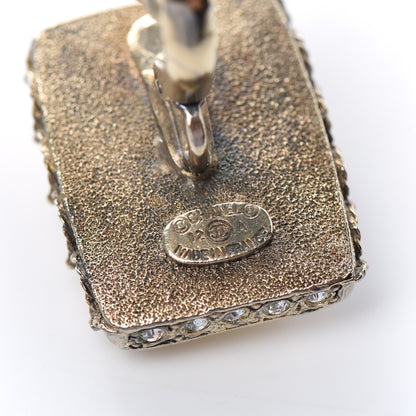 Chanel Gripoix Poured Glass Crystal CC Clip on Earrings Gold 4 of 4