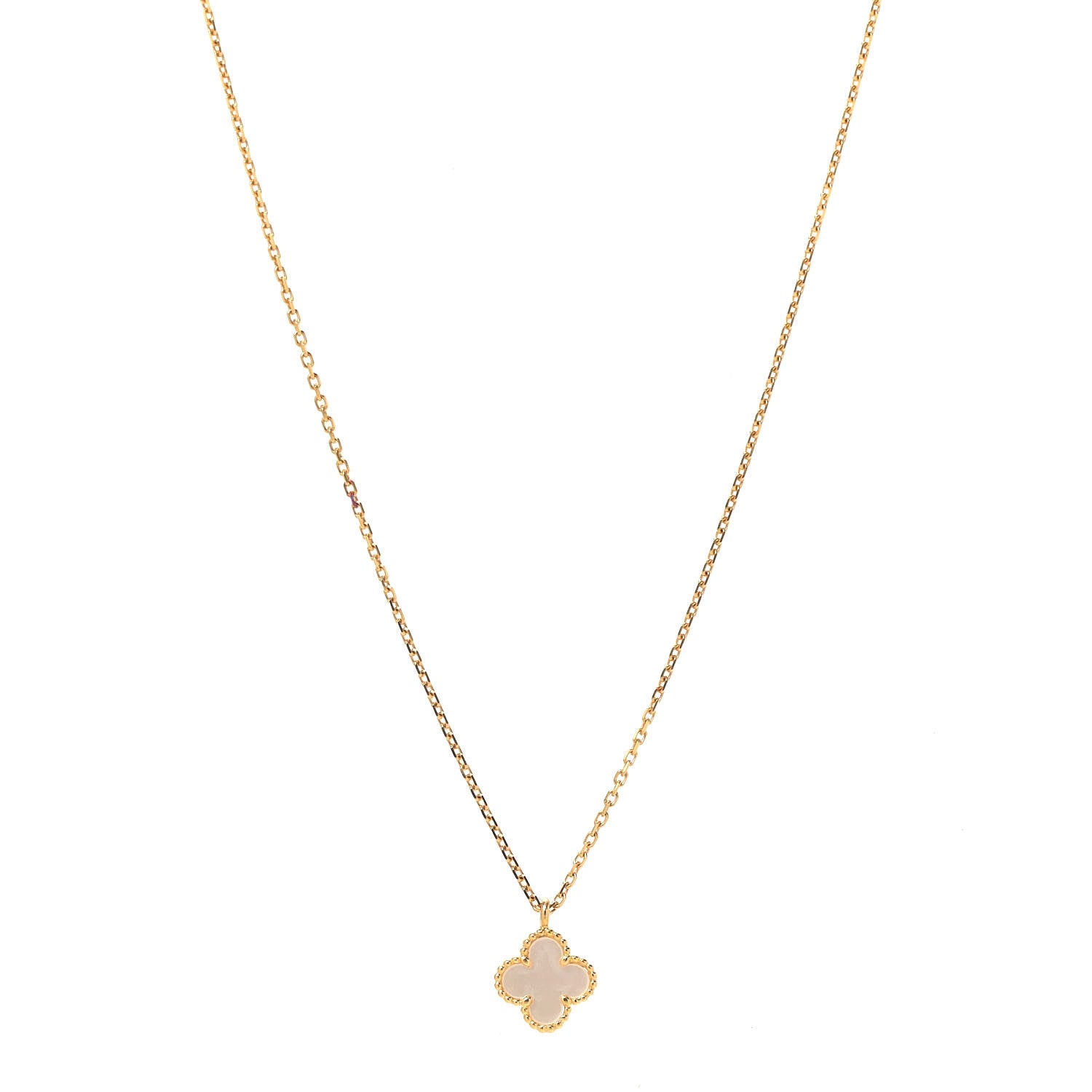 Van Cleef & Arpels 18K Yellow Gold Mother of Pearl Sweet Alhambra Pendant Necklace 1 of 5