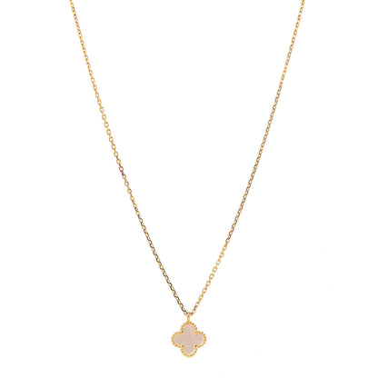 Van Cleef & Arpels 18K Yellow Gold Mother of Pearl Sweet Alhambra Pendant Necklace 1 of 5