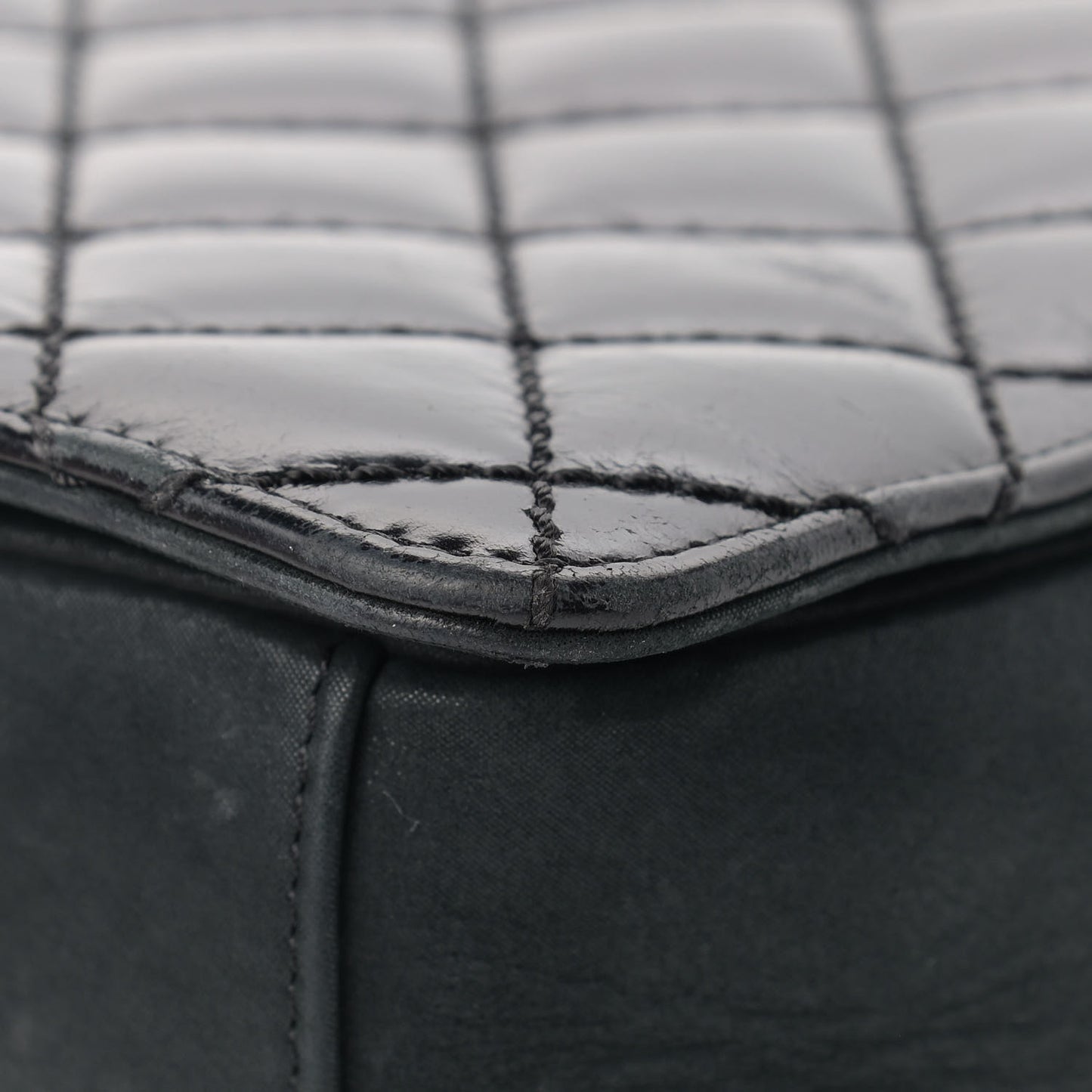 Glazed Calfskin Quilted Medium Day Trip Flap Black