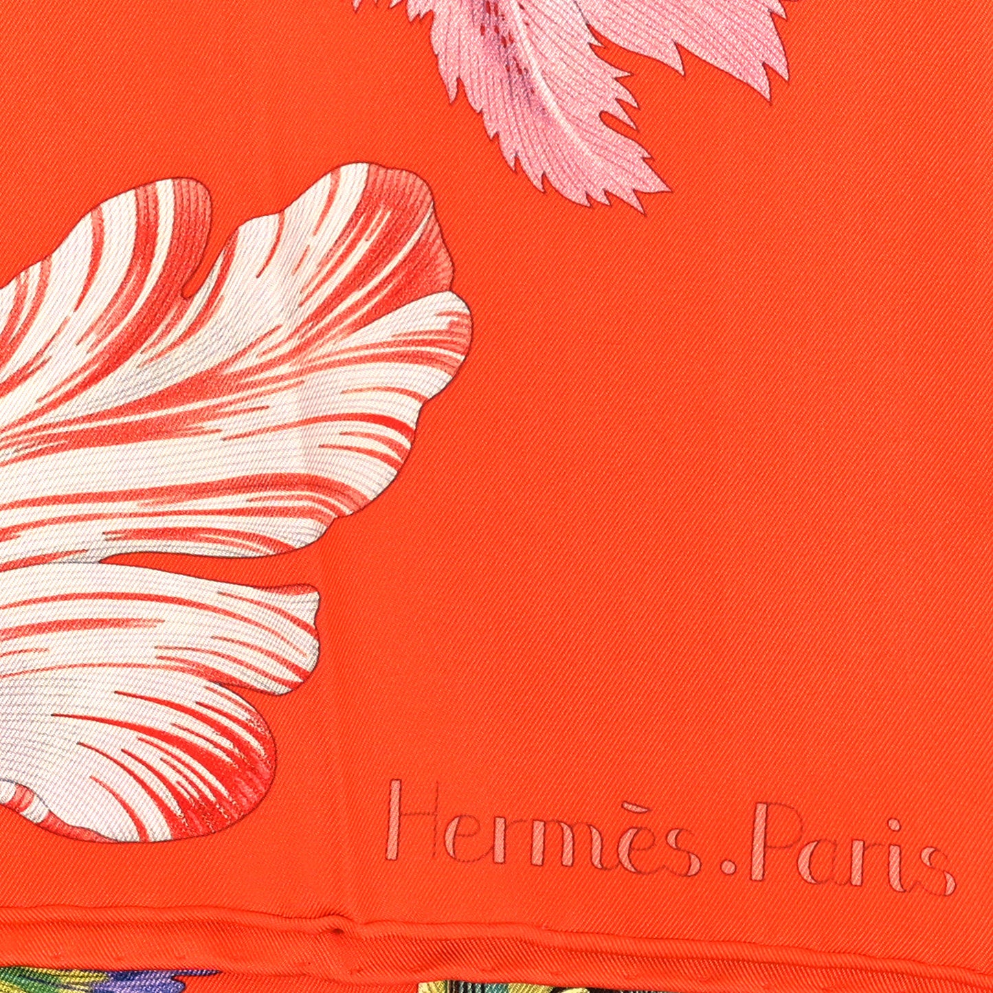 Silk Tulipomanie Scarf 90 Vermillon Rose Multicolor