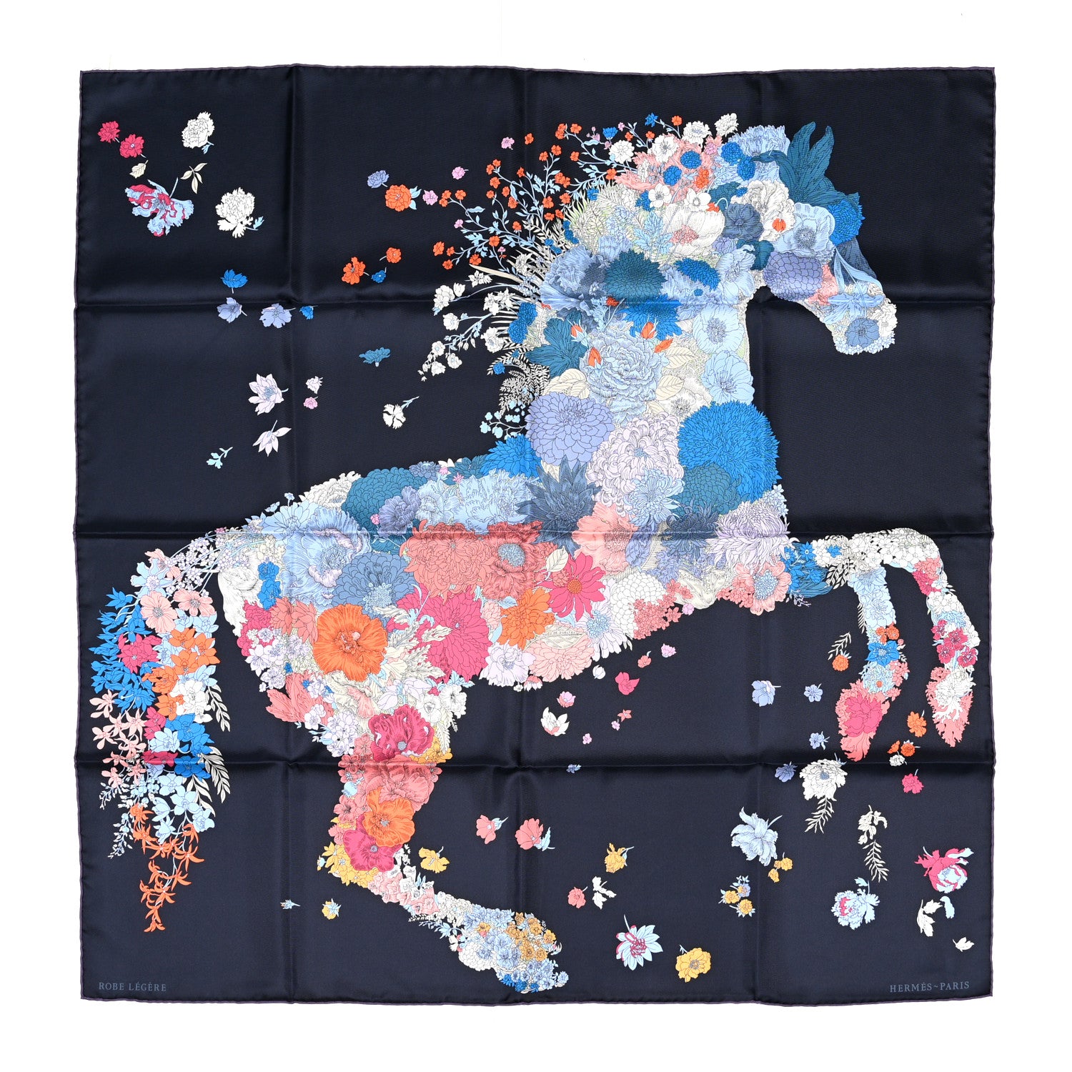 Hermes Silk Robe Legere Scarf 90 Marine Parme Rose 1 of 5