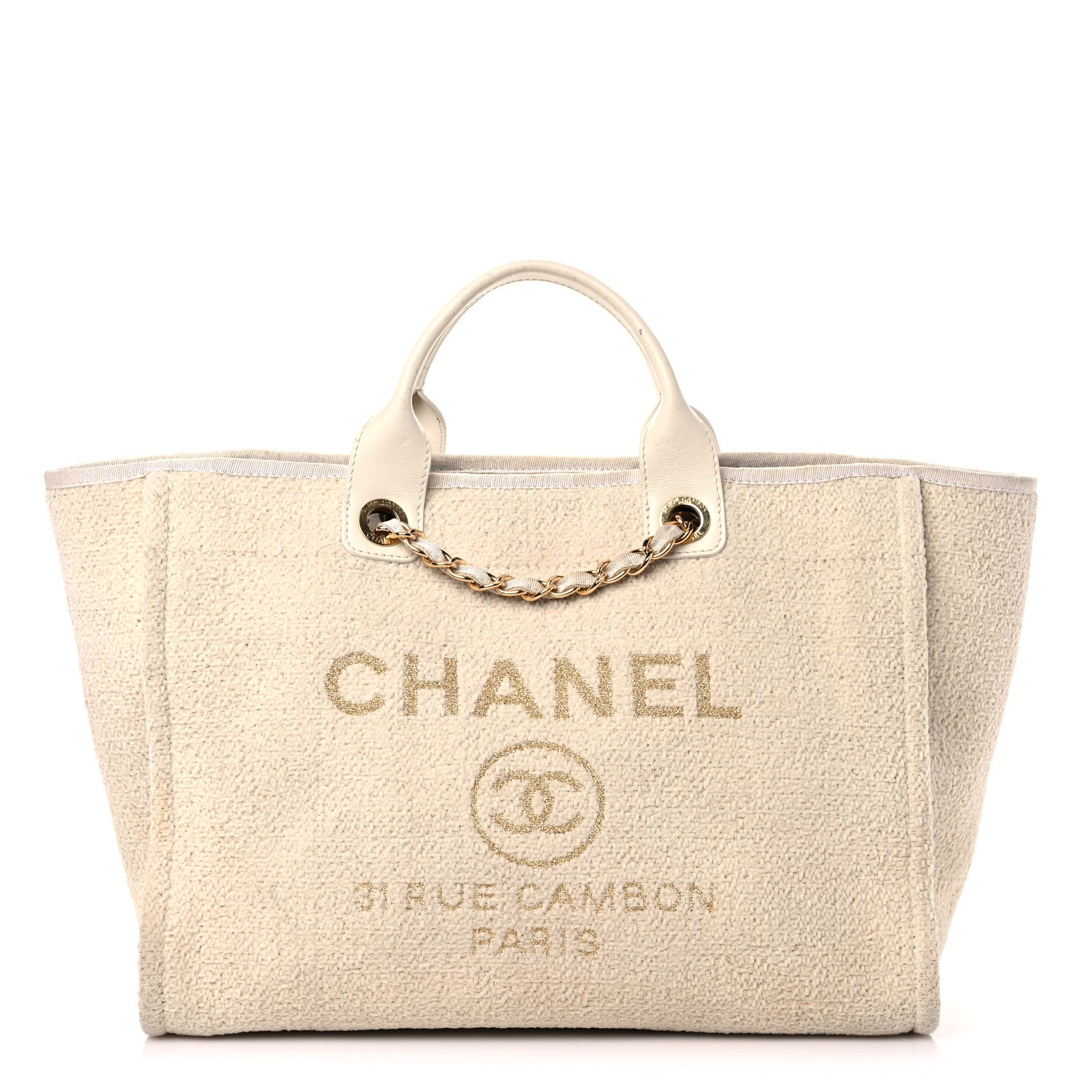 Chanel Lurex Boucle Medium Deauville Tote White 1 of 23