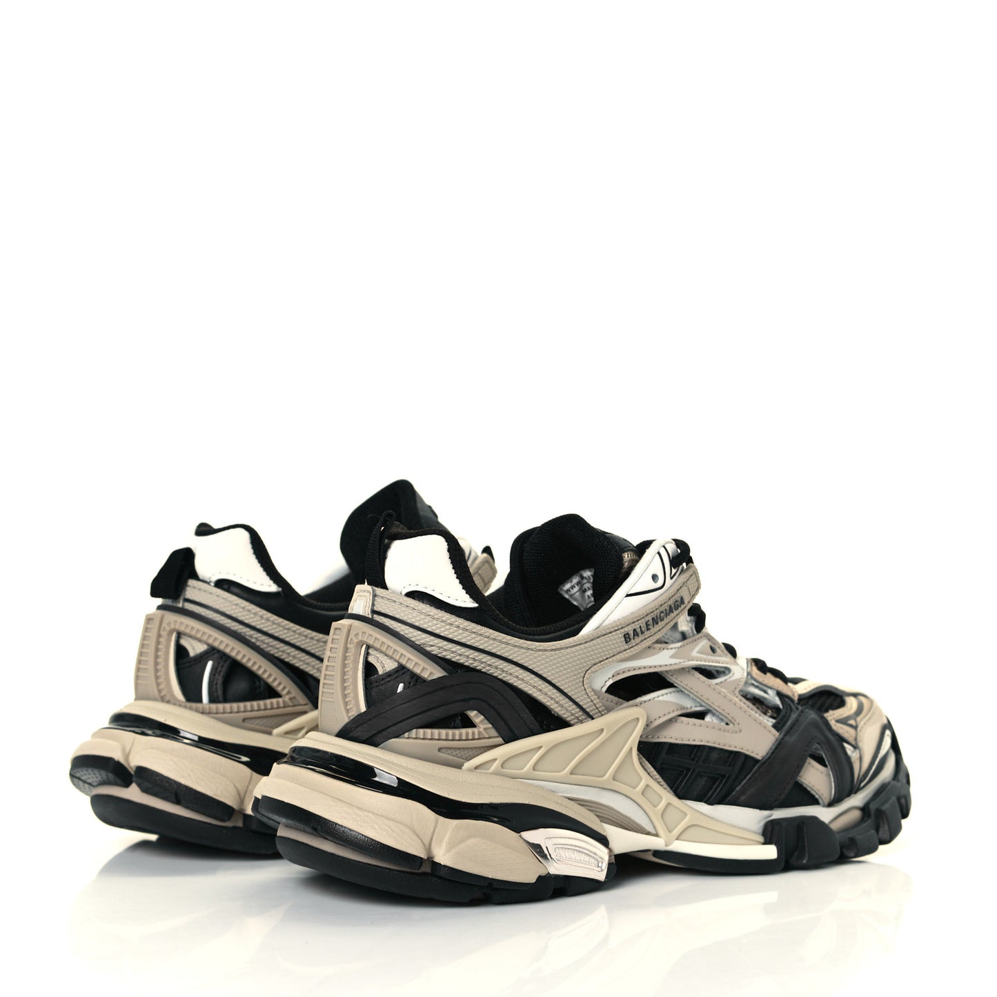 Rubber Mesh Bi-Color Womens Track.2 Open Sneakers 38 Beige Black