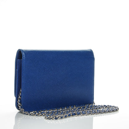 Chanel Caviar Timeless CC Wallet On Chain WOC Blue 3 of 7