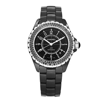 Chanel Stainless Steel Ceramic Black Diamond Bezel 38mm J12 Automatic Watch Black 1 of 4