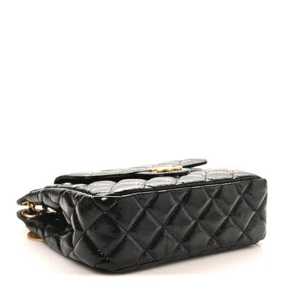 Chanel Shiny Crumpled Calfskin Quilted Small Wavy CC Hobo Black 4 of 10