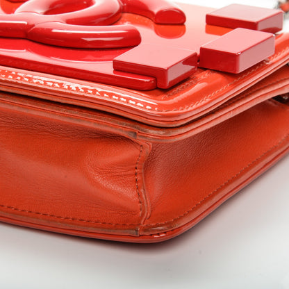 Chanel Plexiglass Patent Mini Boy Brick Flap Orange Red 7 of 9