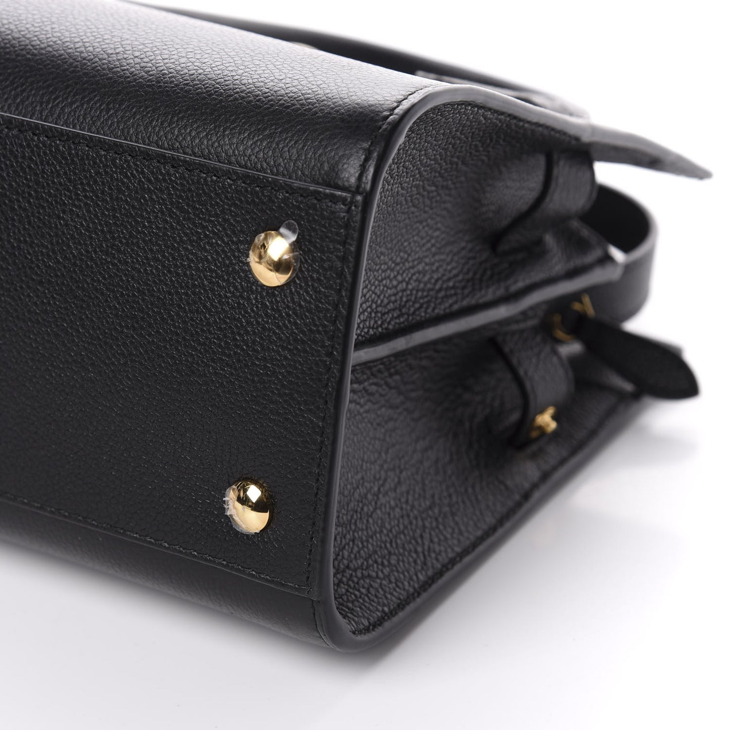 Grainy Calfskin Mini Two Handle Title Bag Black