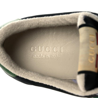 Gucci Nylon Nubuck Web Mens Screener Sneakers 8 Black Vintage Green 7 of 10
