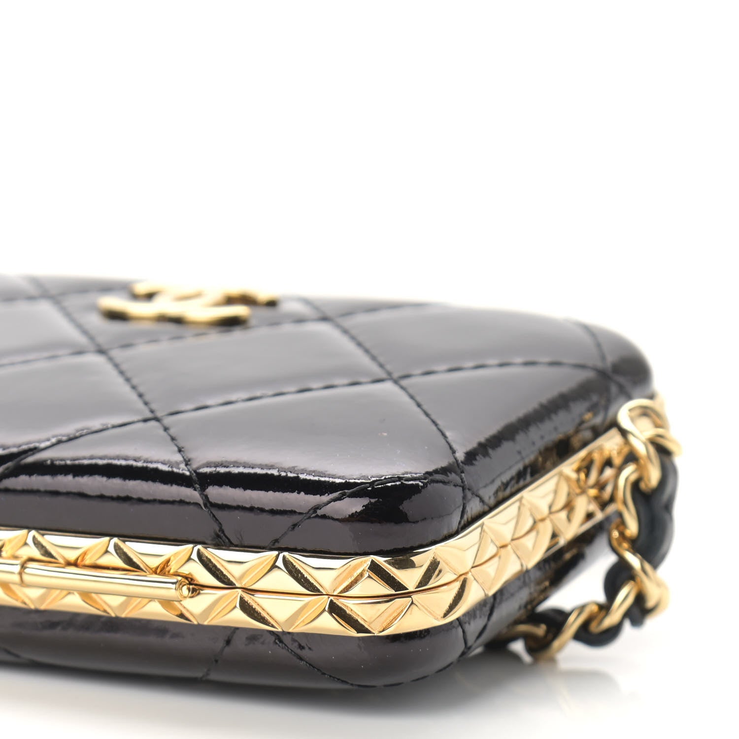 Chanel Glazed Goatskin Quilted Small Box With Chain Black 11 of 12