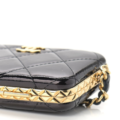 Chanel Glazed Goatskin Quilted Small Box With Chain Black 11 of 12