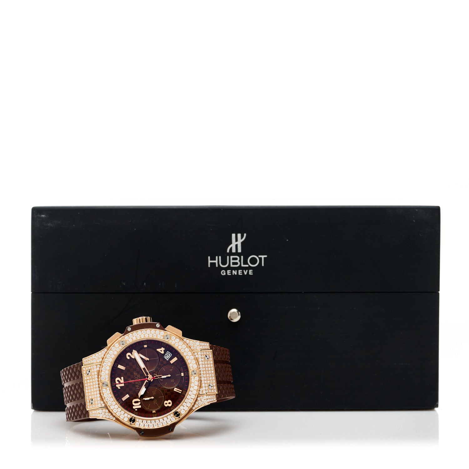 Hublot 18K Rose Gold Rubber Diamond 41mm Big Bang Automatic Watch Brown 341.PC.1007.RX.174 5 of 5