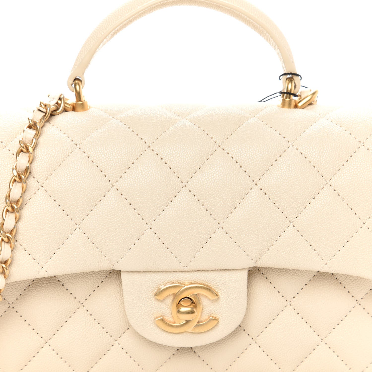 Chanel Caviar Quilted Mini Top Handle Rectangular Flap Beige 10 of 11