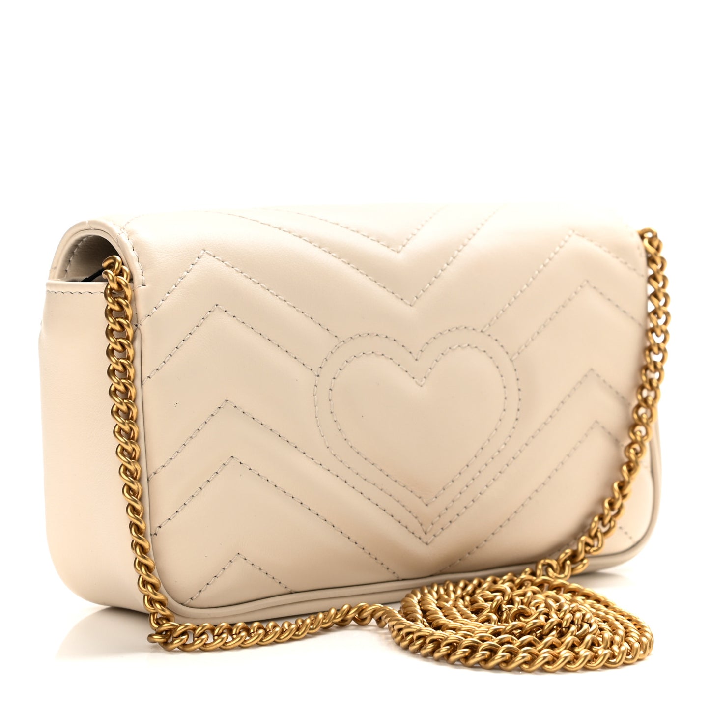 Calfskin Matelasse Super Mini GG Marmont Shoulder Bag White