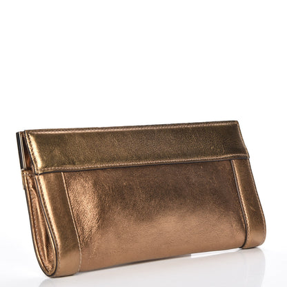 Gucci Metallic Calfskin Britt Clutch Bronze 2 of 12