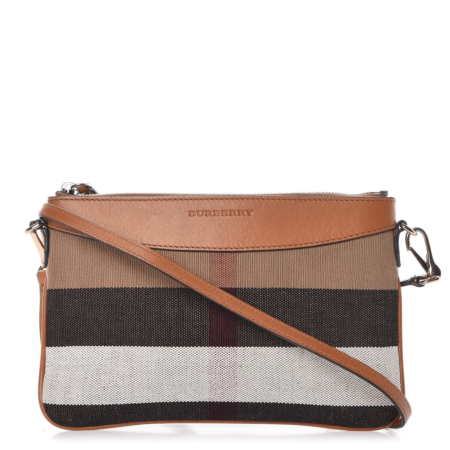 Mega Check Peyton Crossbody Clutch Bag Saddle Brown