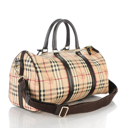 Burberry Haymarket Check Duffle Bag Dark Brown 3 of 11