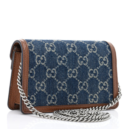 Gucci New Denim GG Monogram Dollar Calfskin Enamel Super Mini Dionysus Shoulder Bag Blue Tea Cuir Epilog Electric Blue 3 of 9