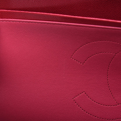 Chanel Caviar Quilted Jumbo Double Flap Dark Pink 11 of 15