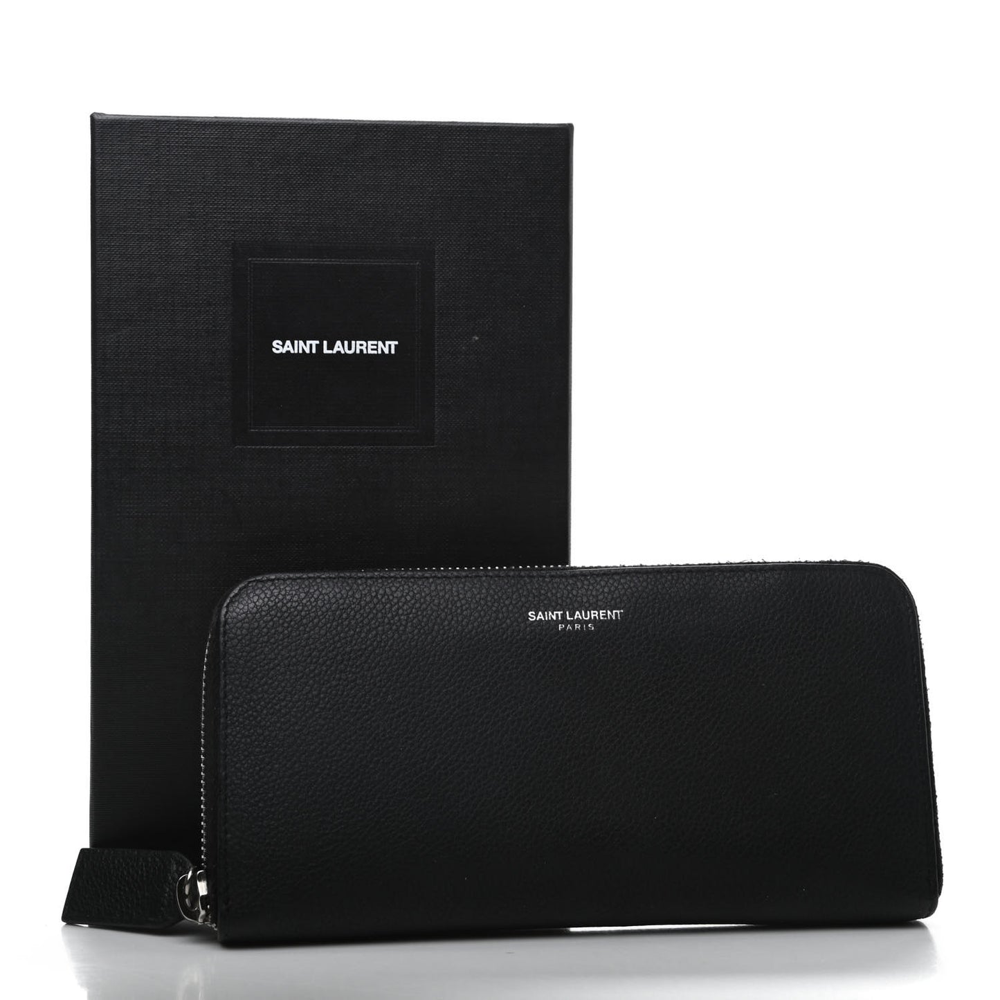 Grained Calfskin Rive Gauche Zip Around Wallet Black