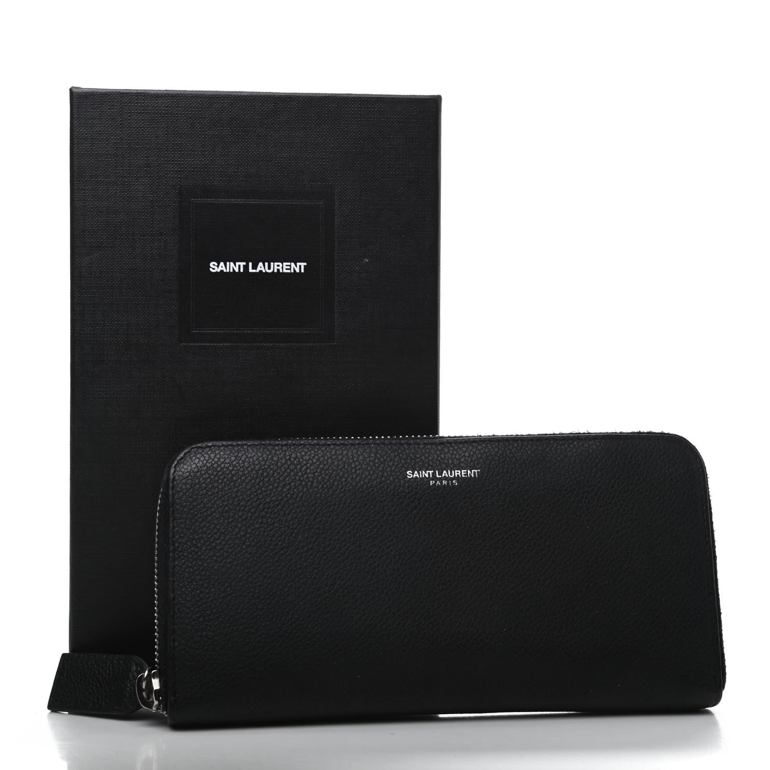 Saint Laurent Grained Calfskin Rive Gauche Zip Around Wallet Black 11 of 11