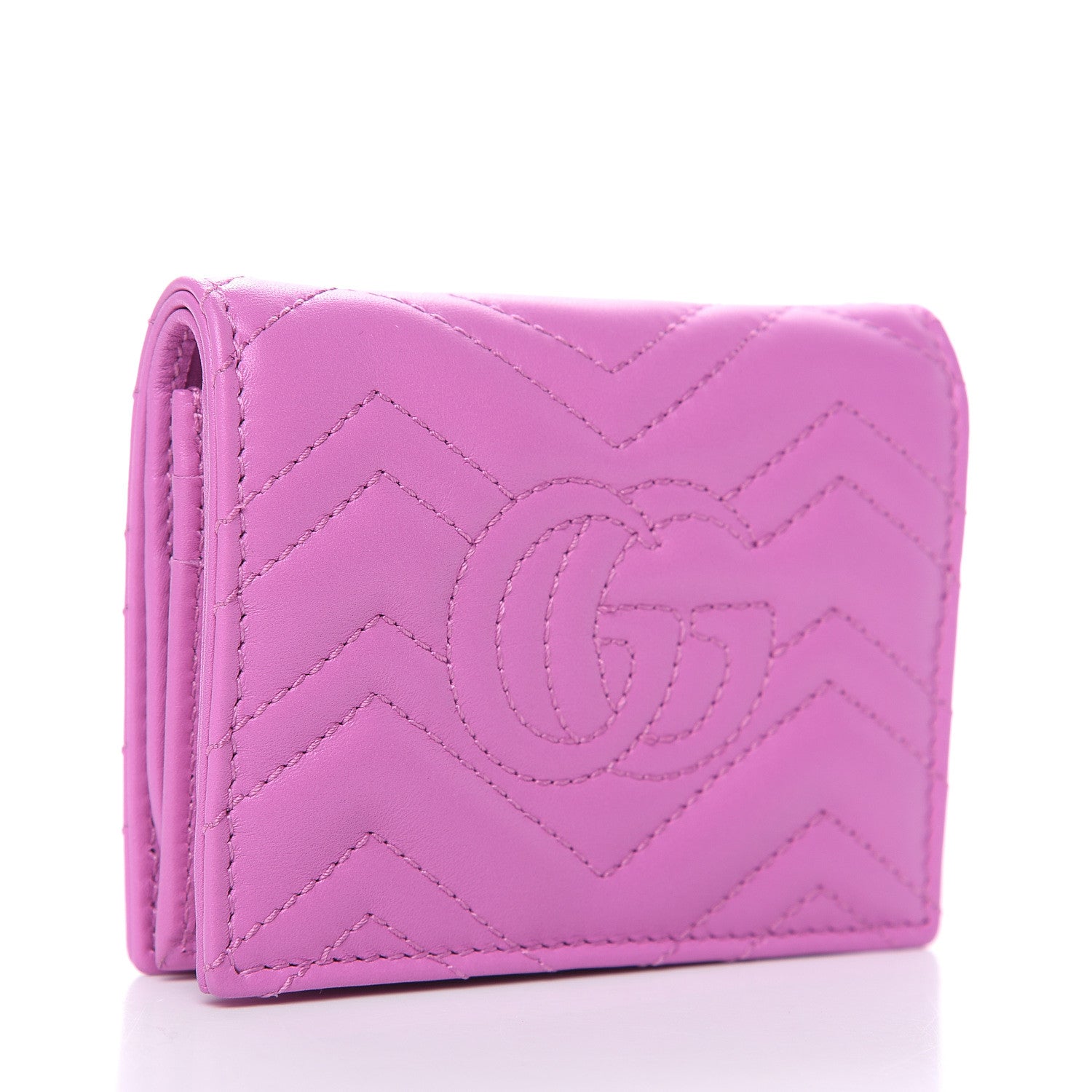 Gucci Calfskin Matelasse GG Marmont Card Case Candy Mousse 3 of 8