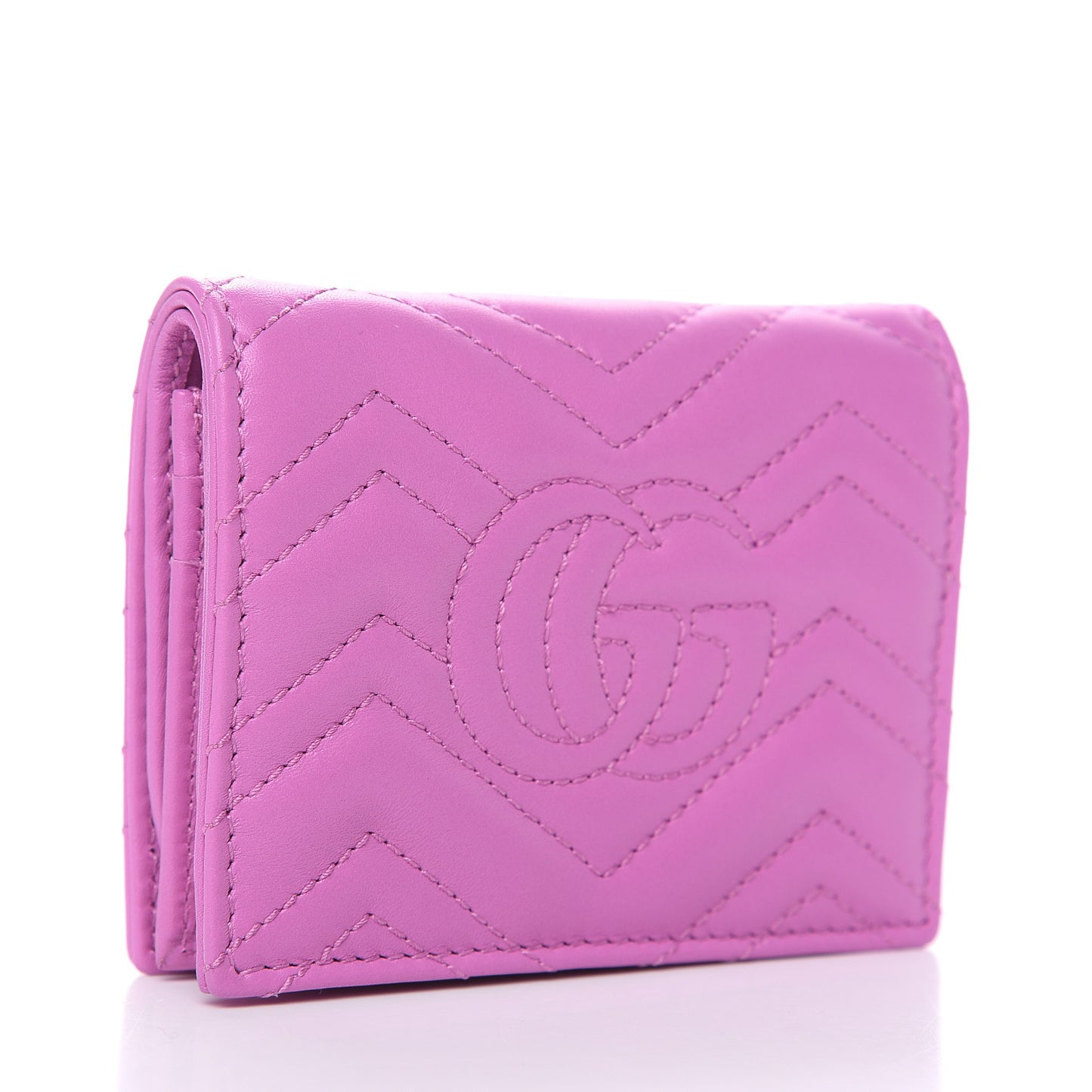 Calfskin Matelasse GG Marmont Card Case Candy Mousse