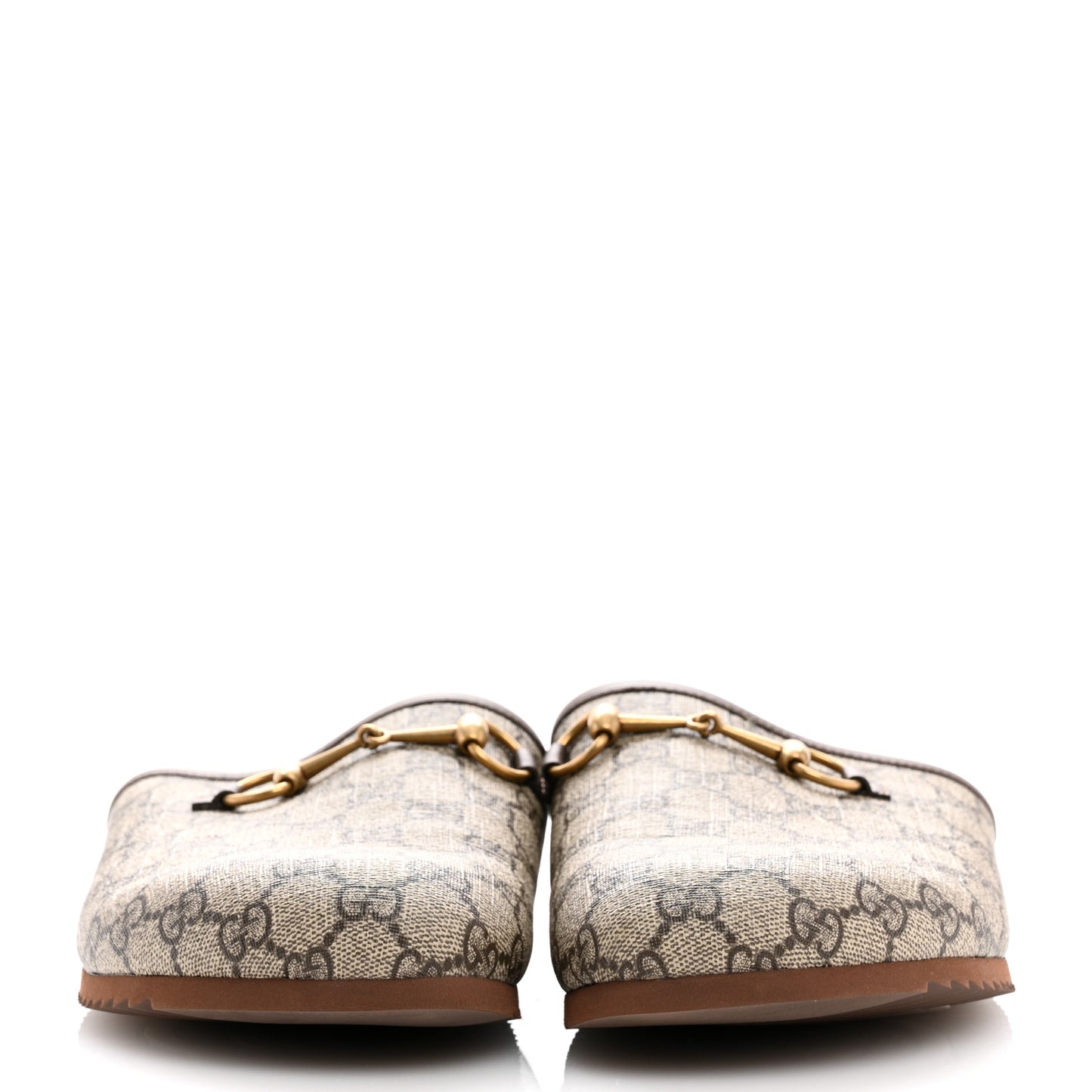 GG Supreme Monogram Miro Soft Calfskin Mens Horsebit Slippers 11 Beige Ebony New Acero