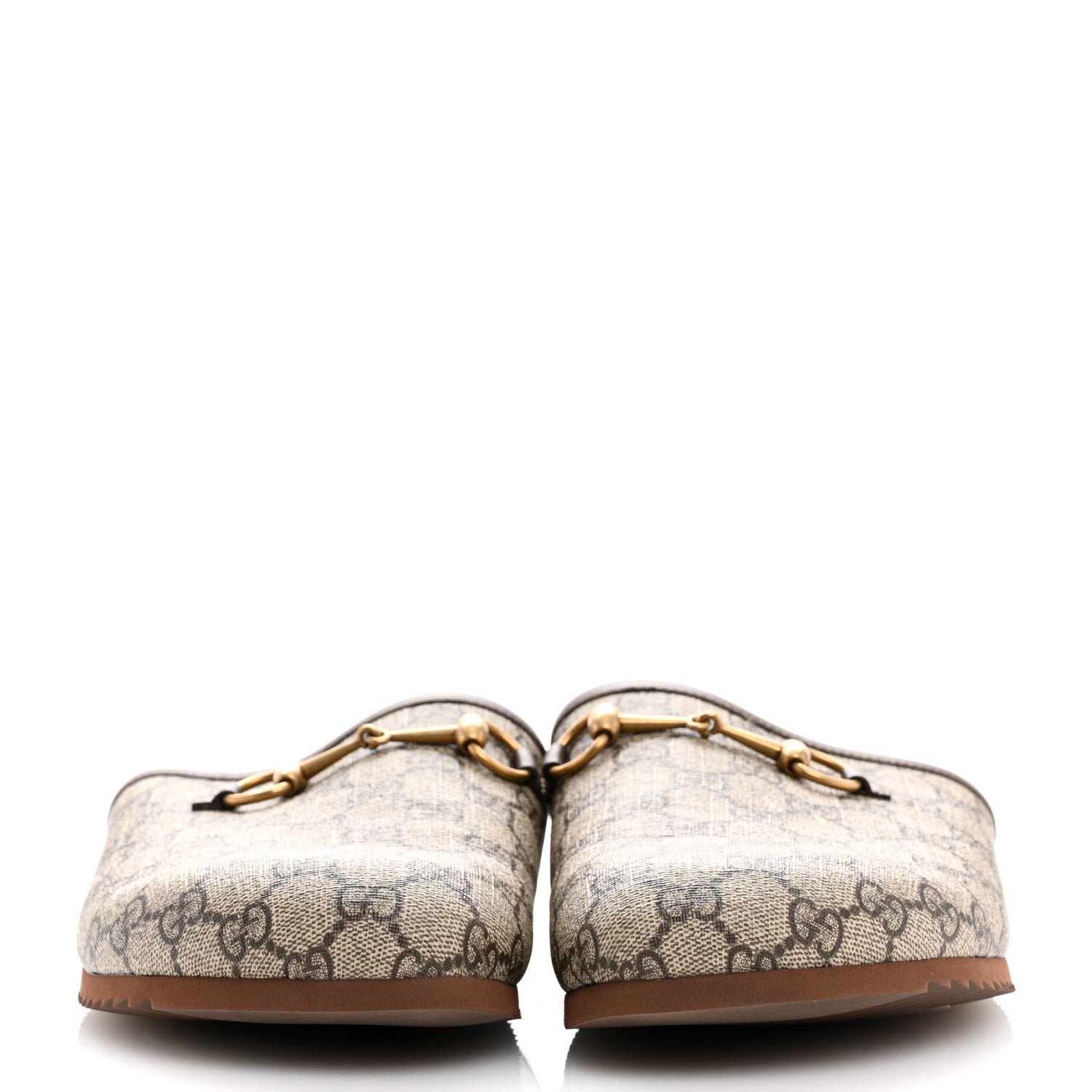 Gucci GG Supreme Monogram Miro Soft Calfskin Mens Horsebit Slippers 11 Beige Ebony New Acero 3 of 11