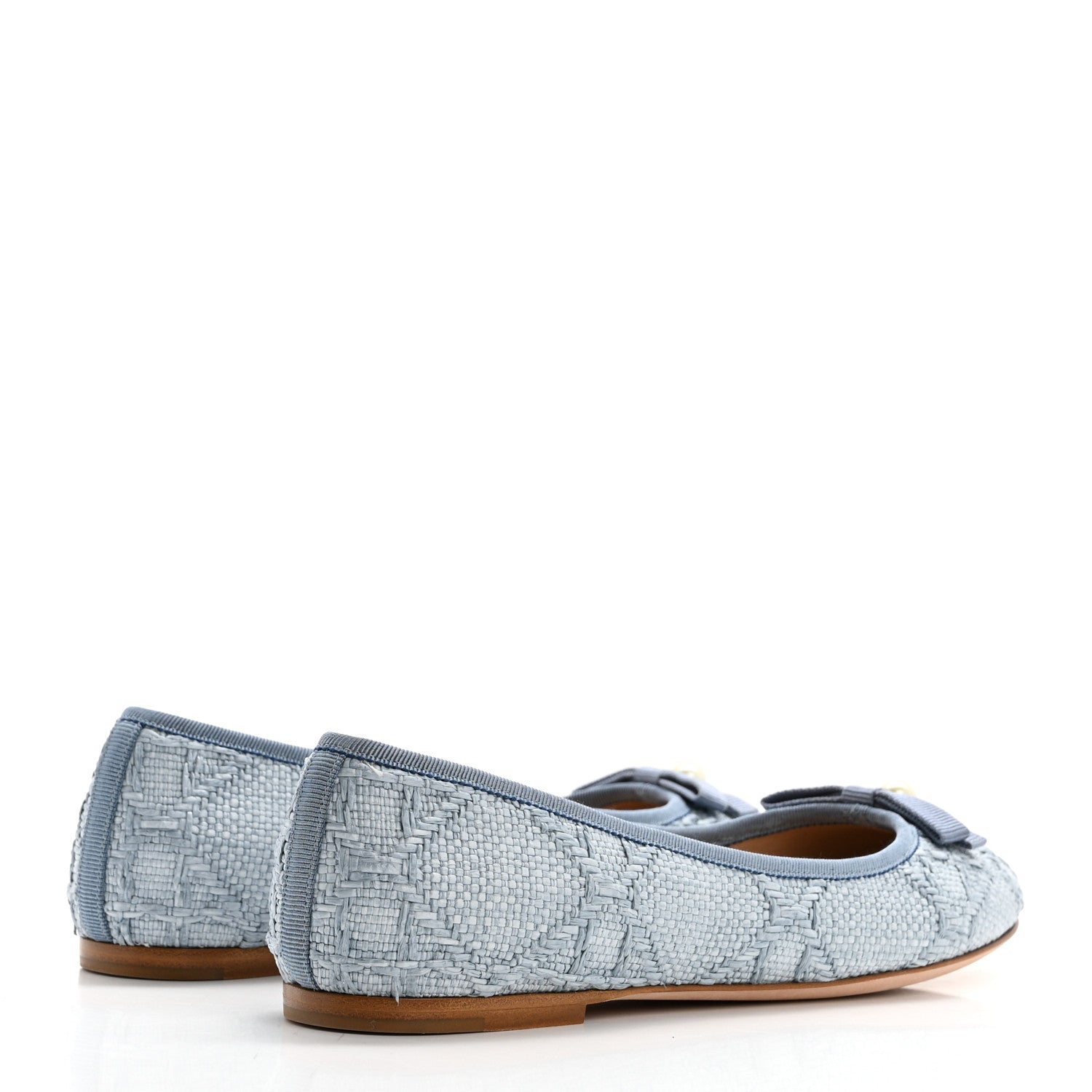 Christian Dior Raffia Cannage Ballet Flat 38 Bleu Pastel 4 of 9