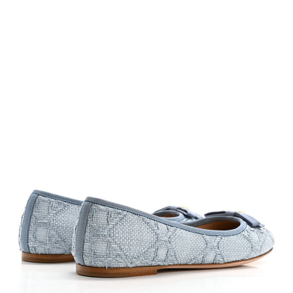 Christian Dior Raffia Cannage Ballet Flat 38 Bleu Pastel 4 of 9