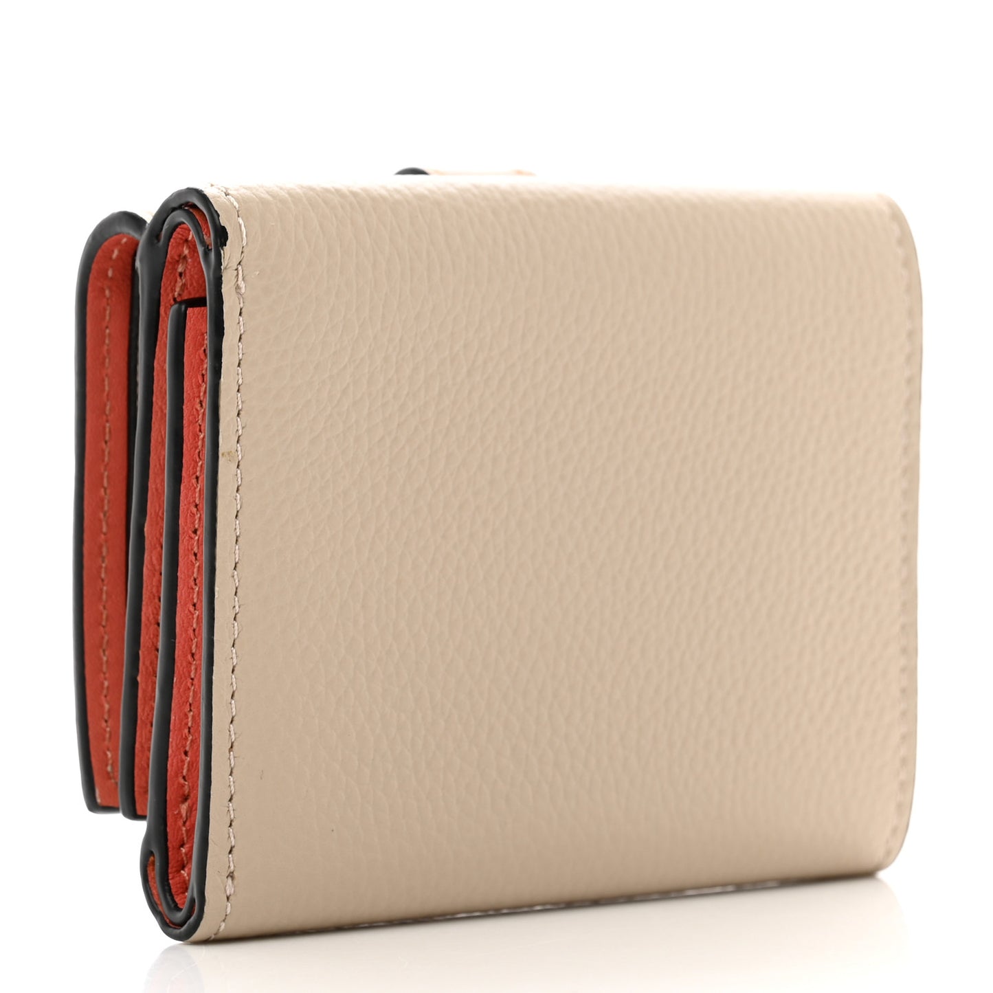 Grained Calfskin Anagram Embossed Trifold Wallet Light Oat Honey