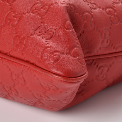 Gucci Guccissima Medium Flat Messenger Bag Red 9 of 10