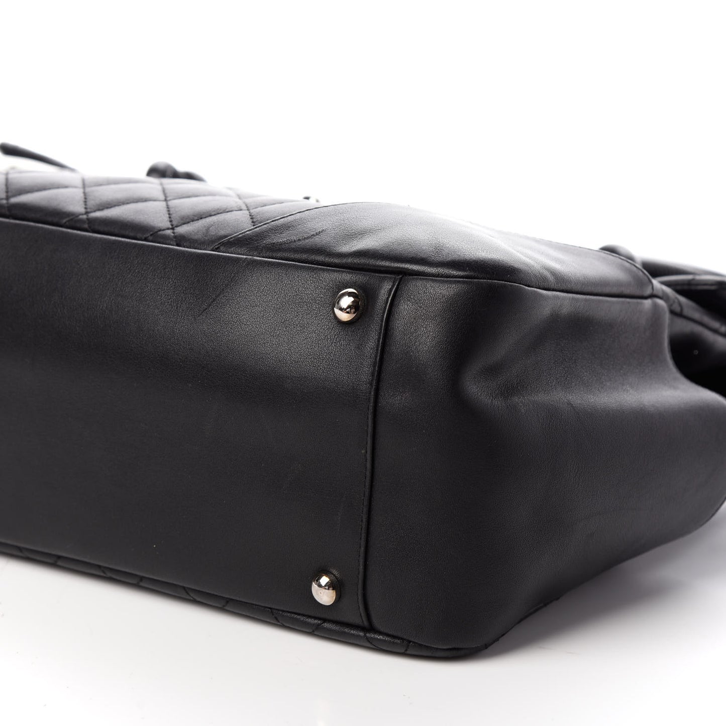 Calfskin Quilted Large Cambon Flap Black White
