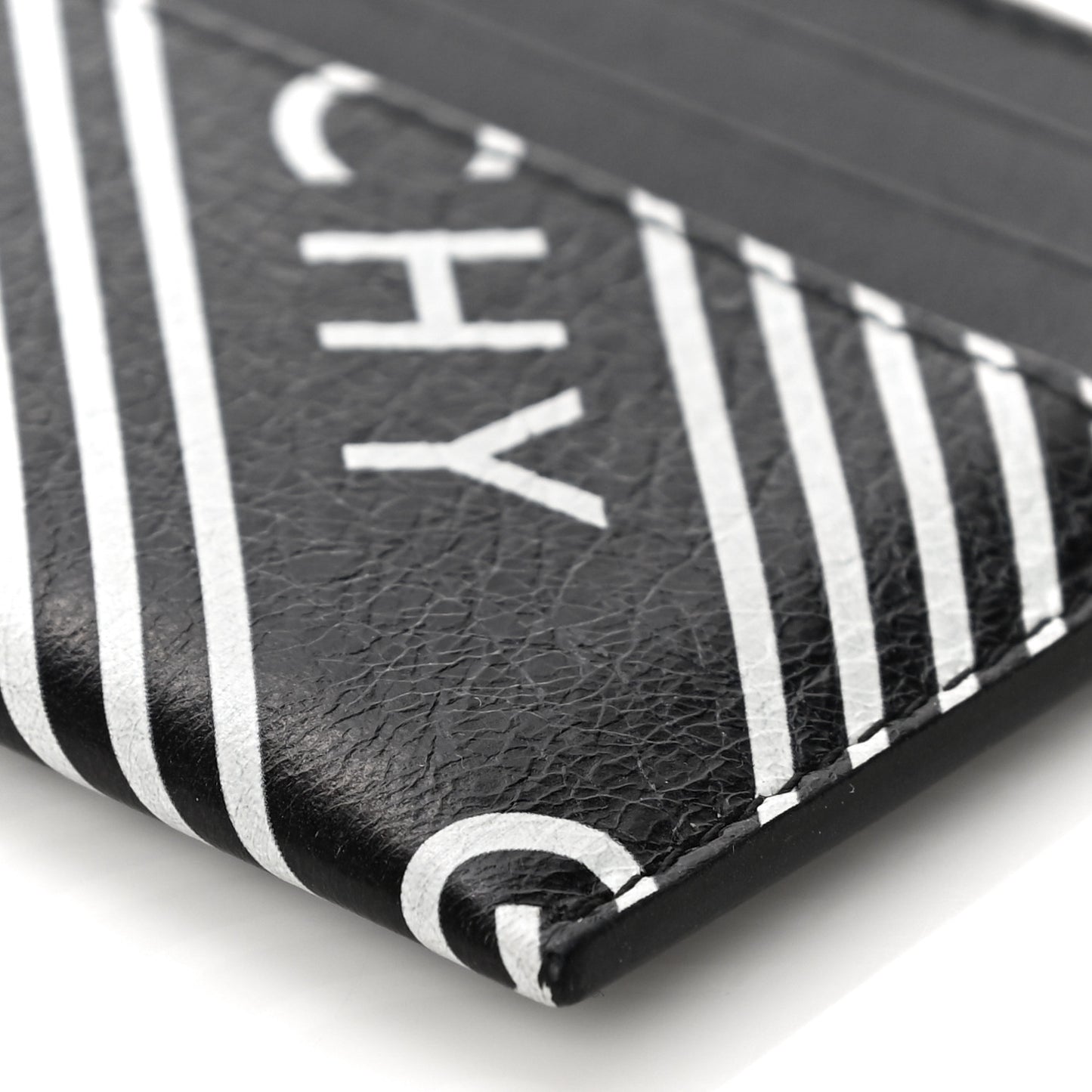 Lambskin Logo Printed Card Holder Black