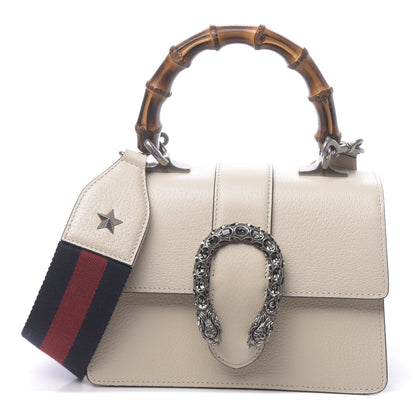 Gucci Textured Calfskin Crystal Bamboo Web Mini Dionysus Top Handle Bag Mystic White 1 of 11