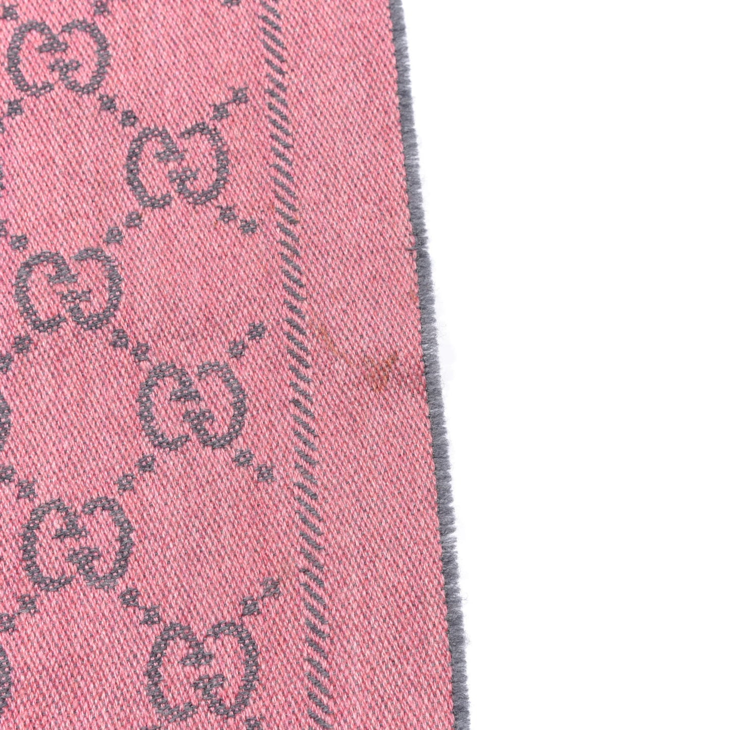 Wool Jacquard GG Monogram Sten Fringe Scarf Graphite Pink