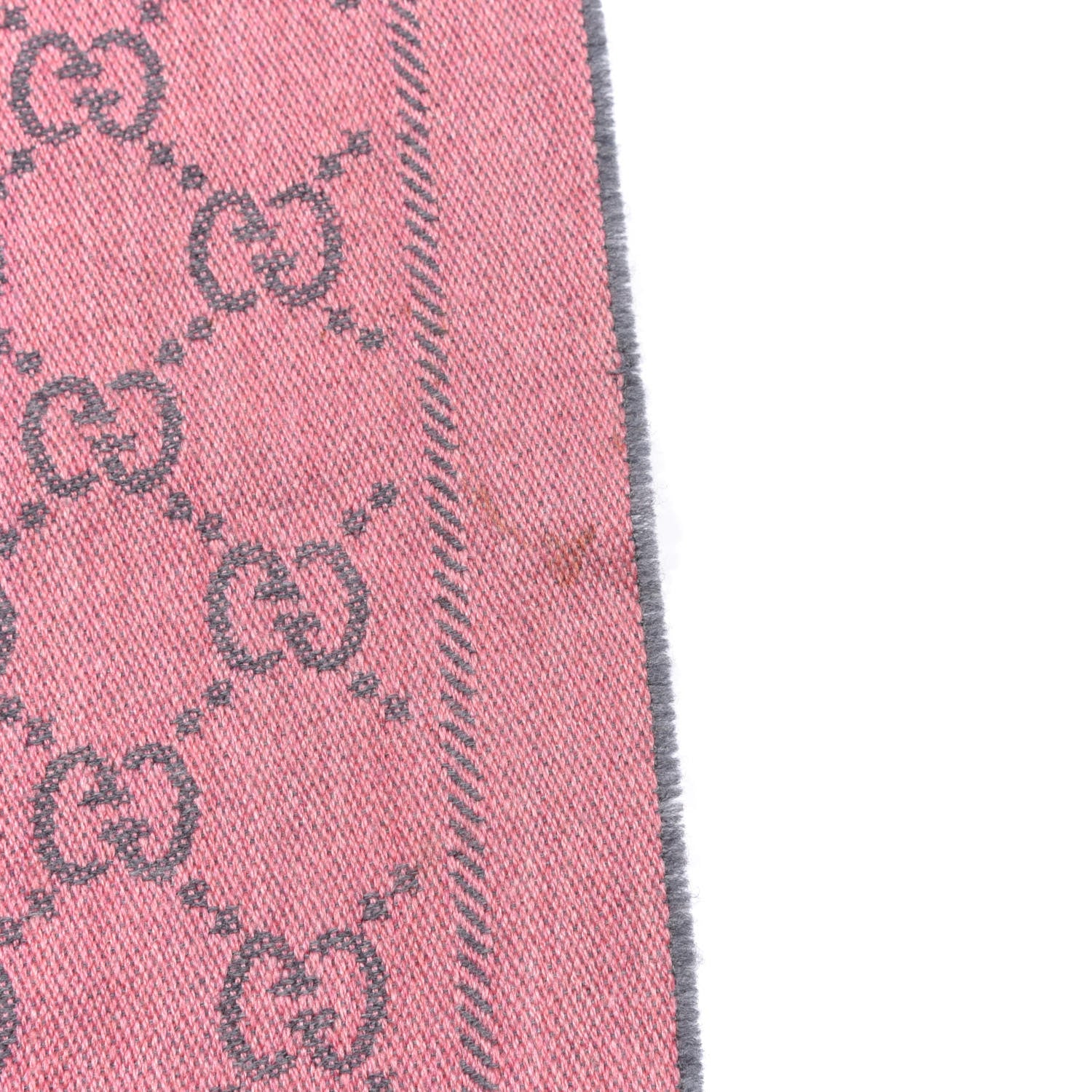 Gucci Wool Jacquard GG Monogram Sten Fringe Scarf Graphite Pink 9 of 10