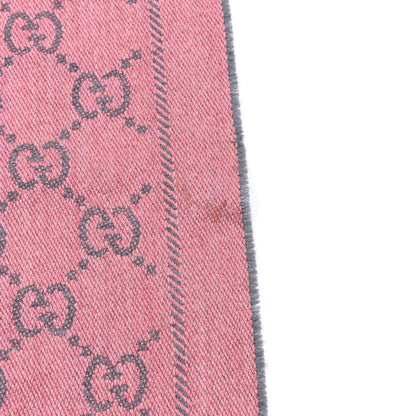 Gucci Wool Jacquard GG Monogram Sten Fringe Scarf Graphite Pink 9 of 10