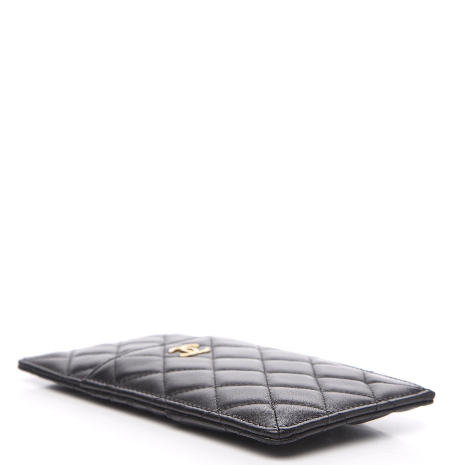 Chanel Lambskin Quilted Classic Flat Wallet Pouch Black 3 of 7