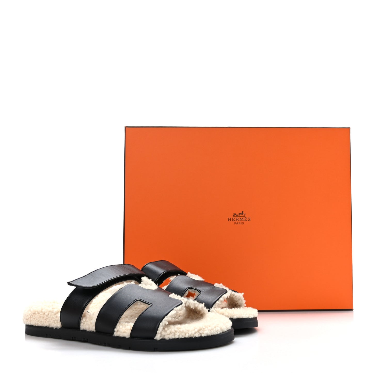 Calfskin Woolskin Womens Chypre Sandals 38.5 Black Ecru