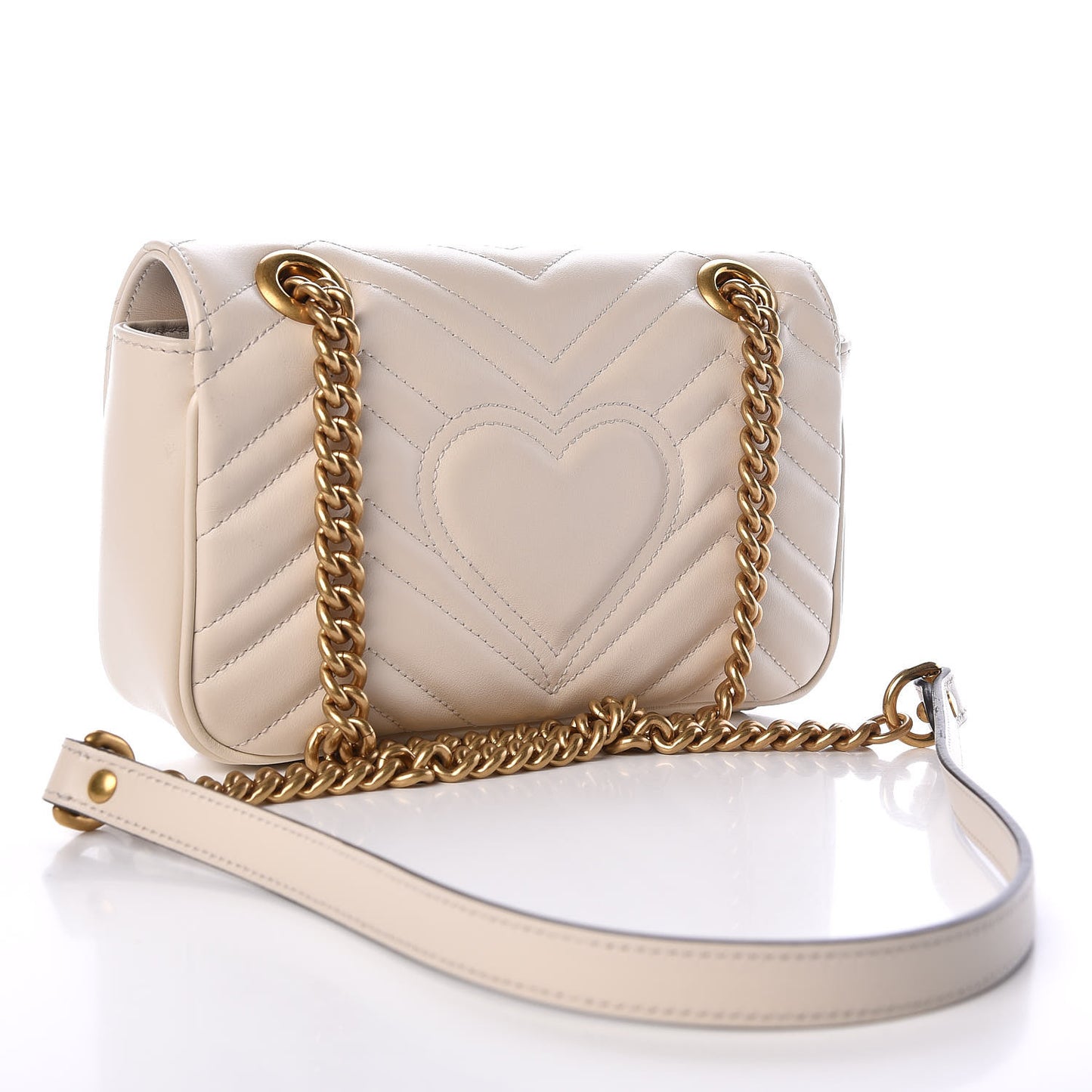 Calfskin Matelasse Mini GG Marmont Shoulder Bag White