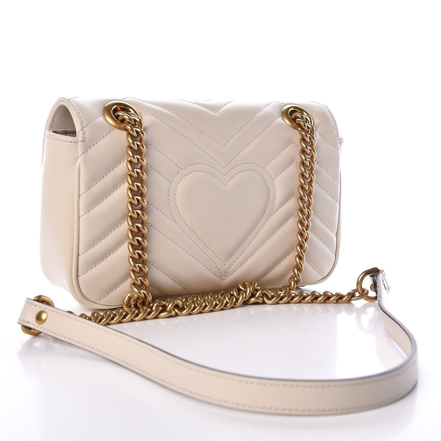 Gucci Calfskin Matelasse Mini GG Marmont Shoulder Bag White 3 of 10